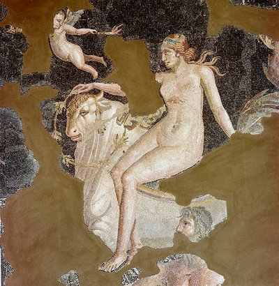 Nereide auf einem Seestier (Mosaik) von Roman