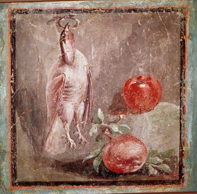 Rebhuhn und Granatäpfel (Fresko) von Roman