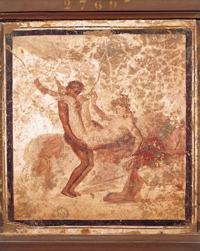 Fresko mit erotischem Motiv, aus Pompeji, Italien von Roman Roman