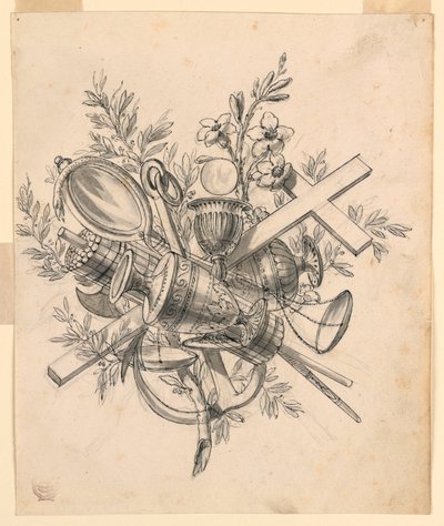 Trophäe mit Symbolen der Tugenden von Romolo Achille Liverani