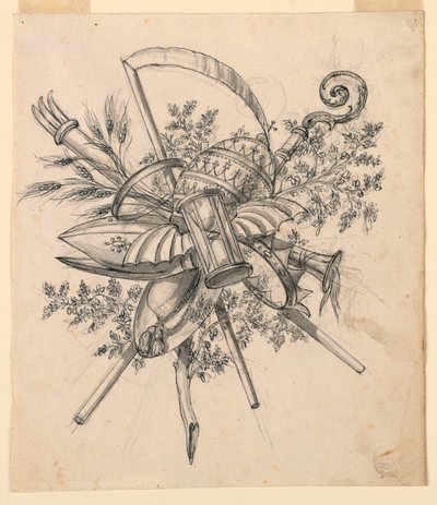 Trophäe mit geflügelter Sanduhr von Romolo Achille Liverani
