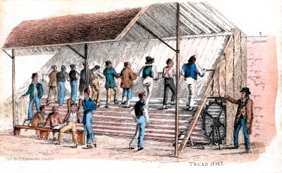 Laufband im Brixton-Gefängnis, London, 1827 von Rudolph Ackermann