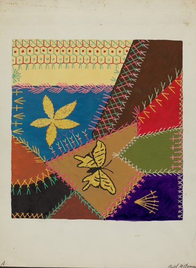 Crazy Quilt Abschnitt, ca. 1940 von Ruth M Barnes