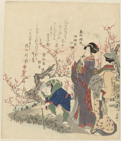 Figuren am Teich mit Blüten von Ryuryukyo Shinsai