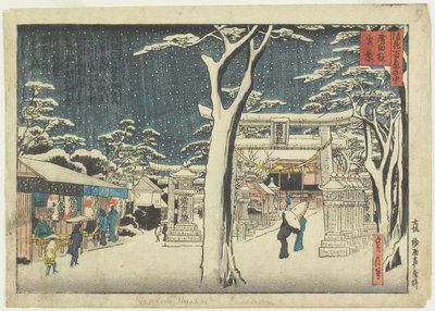 Schneeblick auf den Hirota-Schrein von Sadanobu Hasegawa