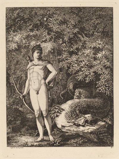 Apollo mit einem Bogen und Drache von Salomon Gessner