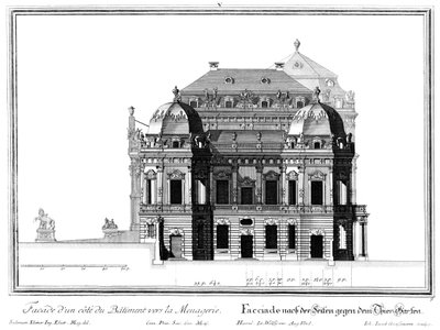 Aufriss der östlichen Seitenfassade von Salomon Kleiner