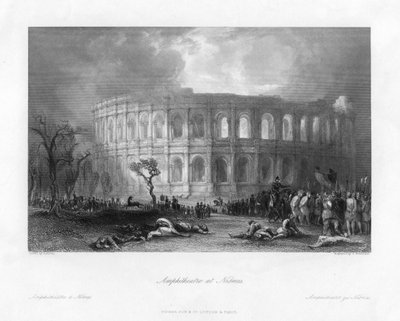 Amphitheater in Nîmes, Frankreich, 19. Jahrhundert von Samuel Bradshaw
