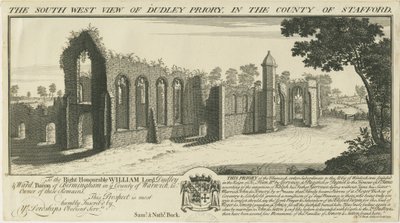 Dudley Priory: Gravur von Samuel Buck