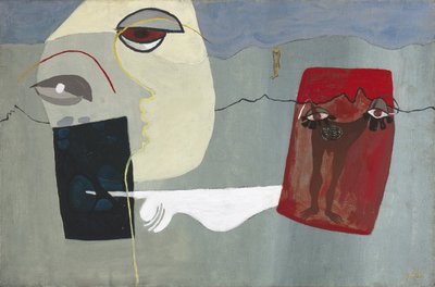 Frau und schwebender Mann von Samuel Haile