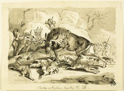 Tataren oder Russen jagen einen Elch von Samuel Howett