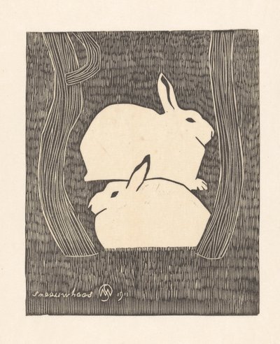 Zwei Schneehasen von Samuel Jessurun de Mesquita