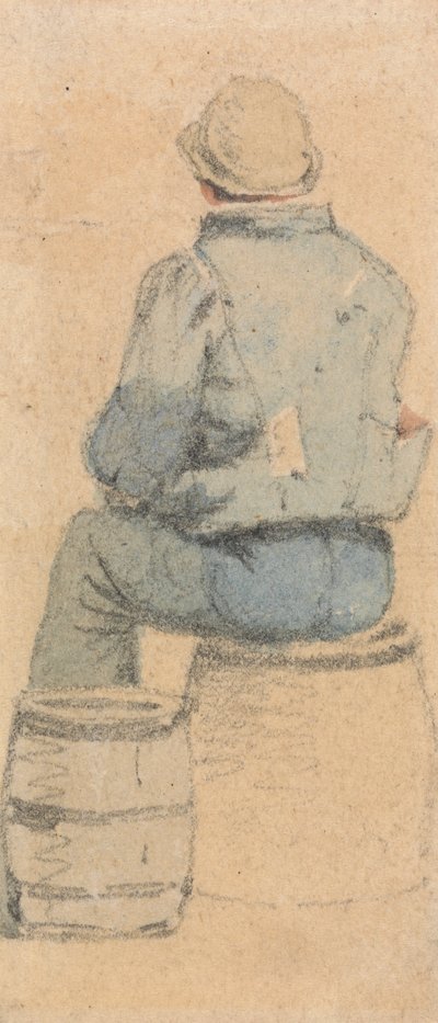 Ein sitzender Bauernjunge von hinten gesehen von Samuel Prout