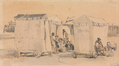 Badezelte am Strand, Ostende von Samuel Prout
