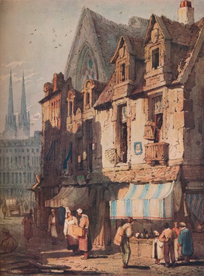 Straßenszene, Bayeux, Normandie, um 1828 von Samuel Prout