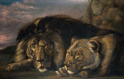 Schlafender Löwe und Löwin, 1823-1830 von Samuel Raven