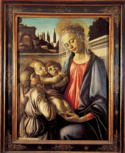 Maria mit Kind und zwei Engeln von Sandro Botticelli