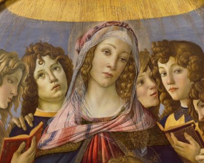 Maria mit dem Kinde und sechs Engeln von Sandro Botticelli