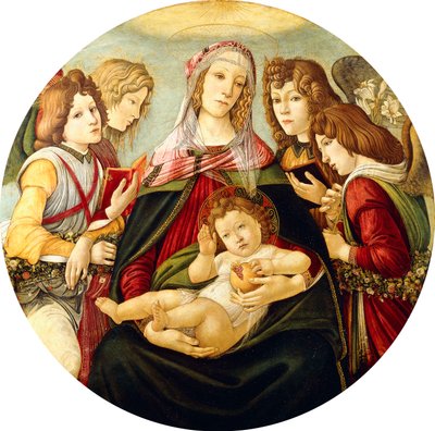 Die Madonna und das Kind mit vier Engeln von Sandro Botticelli