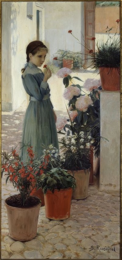 Blumen. Das Mädchen mit der Nelke von Santiago Rusiñol