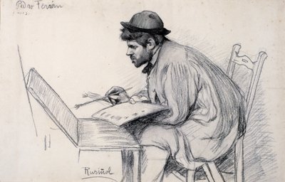 Porträt von Pere Ferran beim Malen von Santiago Rusiñol