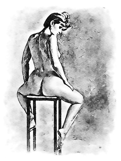 Nackte Frau auf Barhocker von SaskiaBJ