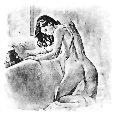 Nackte Frau auf Sofa von SaskiaBJ