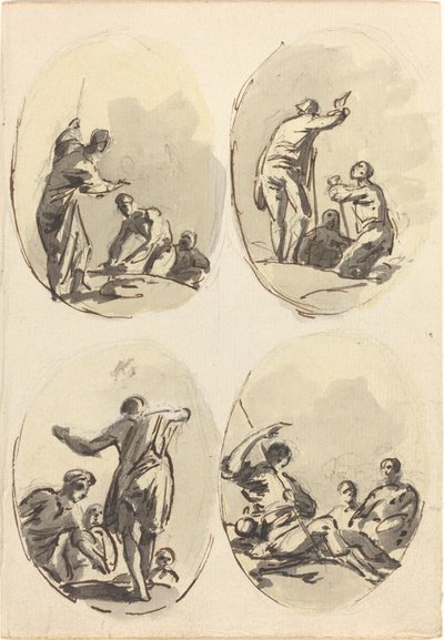 Vier ovale Kompositionen von Sawrey Gilpin
