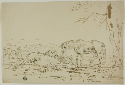 Landschaft mit Pferden im Vordergrund von Sawrey Gilpin