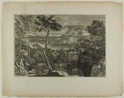 Landschaft mit drei Räubern und ihrem Opfer von Sébastien Bourdon