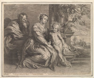 Heilige Familie mit Papagei von Schelte Adamsz. Bolswert