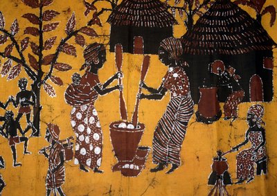 Stoff, hergestellt mit Batik-Technik, Togo Handwerkskunst von School African