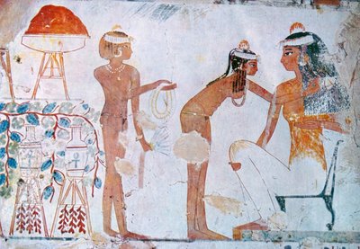 Ägyptisches Grabmalgemälde, das Festvorbereitungen darstellt von School Egyptian