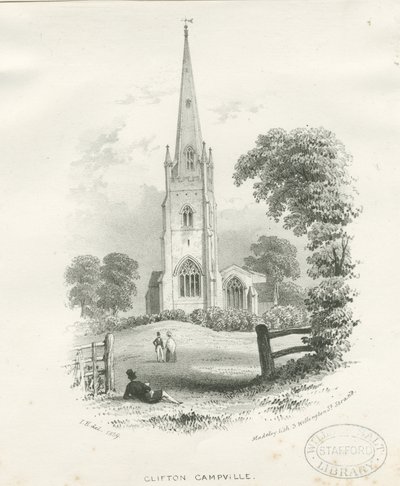 Clifton Campville Church (Lithographie) von School English