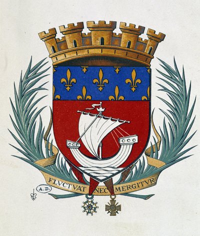 Wappen von Paris „Fluctuat Nec Mergitur“ von School French