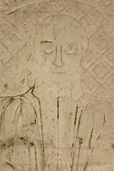 Detail eines Kreuzgangreliefs (Stein) von School French