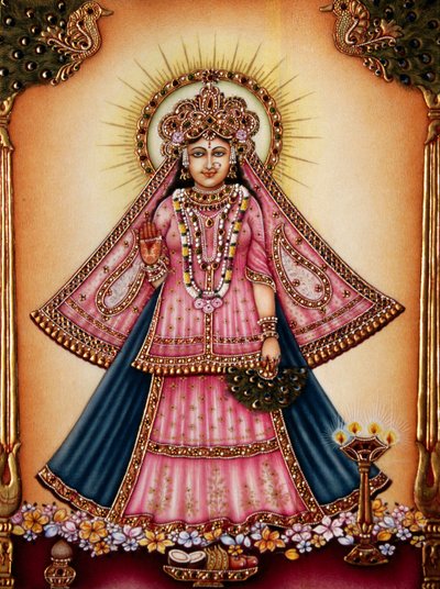 Göttin Radha Miniaturmalerei auf Elfenbein von School Indian