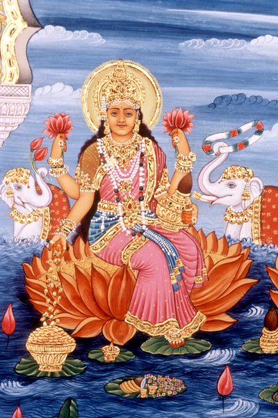 Miniaturmalerei der Göttin Laxmi, Indien von School Indian