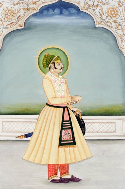 Miniaturmalerei von Maharaja Kishan Singh, Jaipur von School Indian