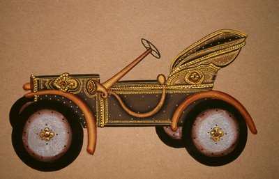 Malerei eines alten königlichen Wagenmusters, Indien von School Indian