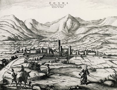 Stadt Fundi in Latium, Gravur, Italien von School Italian