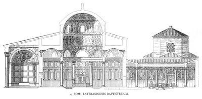Pläne des Lateranbaptisteriums (Lithografie) von School Italian