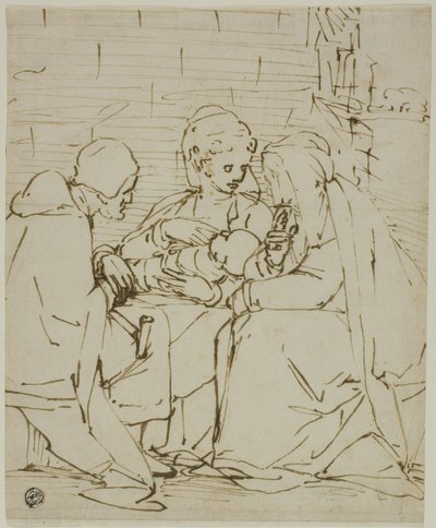 Heilige Familie mit der heiligen Anna von School of Luca Cambiaso