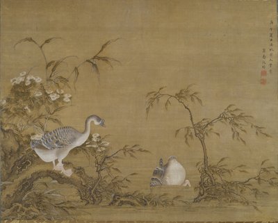 Gänse an einem Flussufer, Qing-Dynastie von Shen Kai