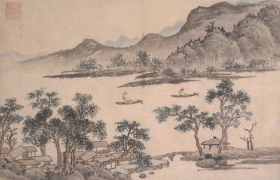 Landschaft mit Segelbooten von Shen Zhou