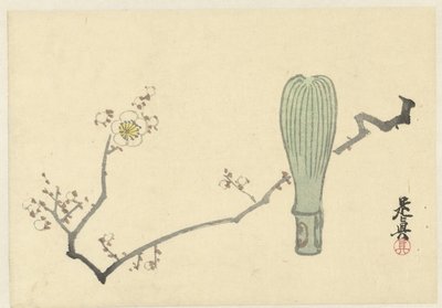 Pflaumenblüte und ein Teeklopfer von Shibata Zeshin