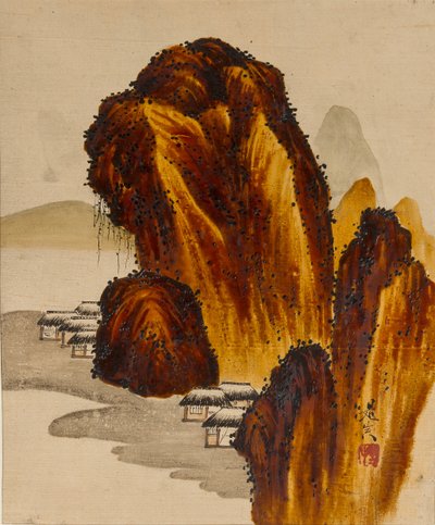 Dorf unter Felsen, 19. Jahrhundert von Shibata Zeshin