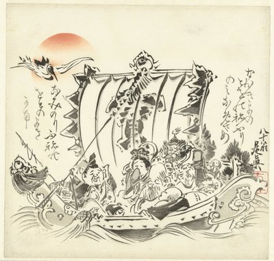Sieben seekranke Glücksgötter von Shibata Zeshin