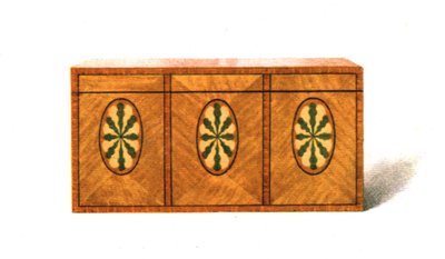 Intarsien-Satinholz-Teekiste, 1908 von Shirley Charles Llewellyn Slocombe