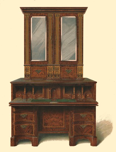 Schreibtischschrank mit Nussbaumintarsien, 1905 von Shirley Charles Llewellyn Slocombe